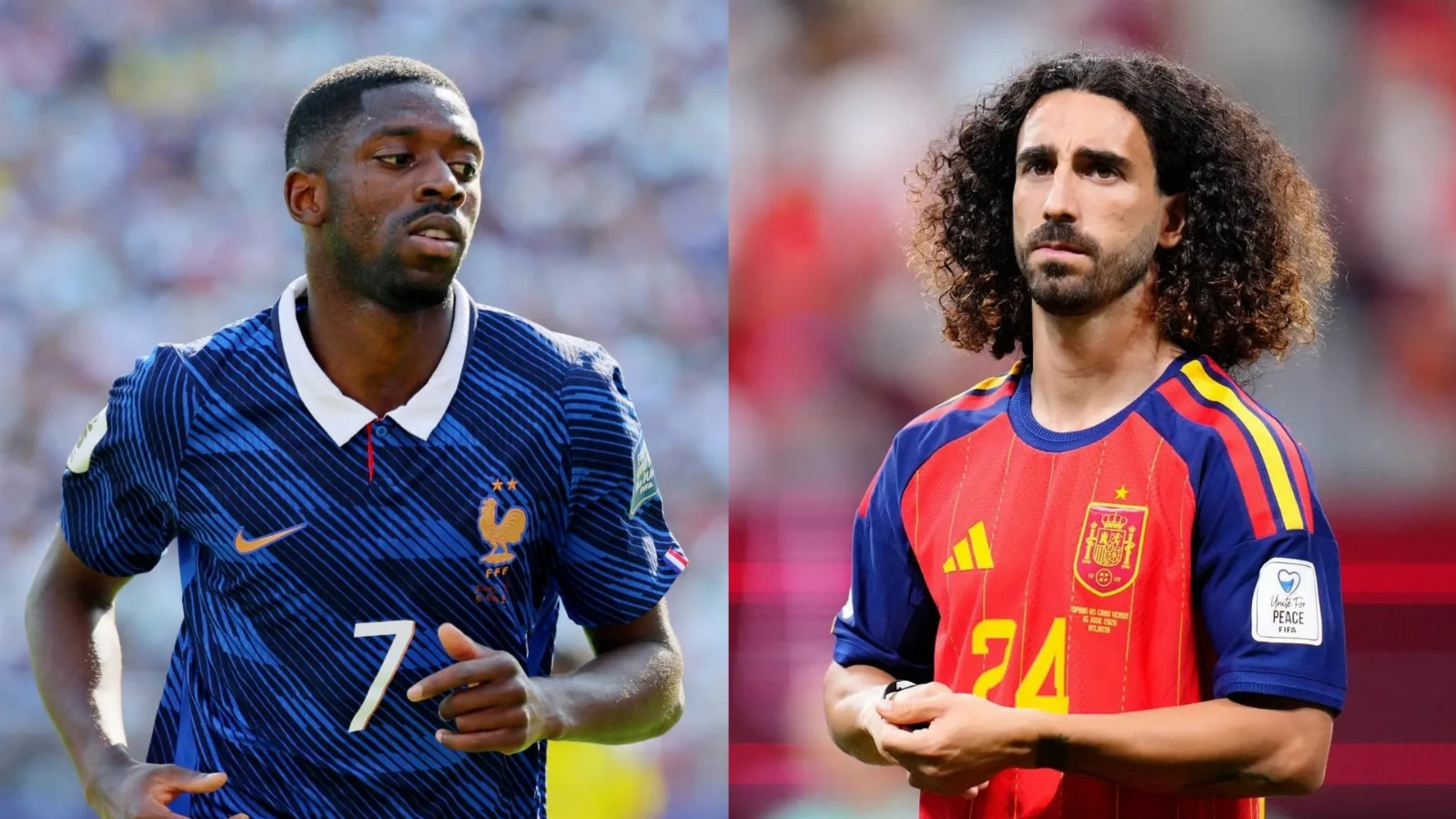 Pantalla de televisión con partido de fútbol entre Francia y España, con íconos de advertencia de seguridad