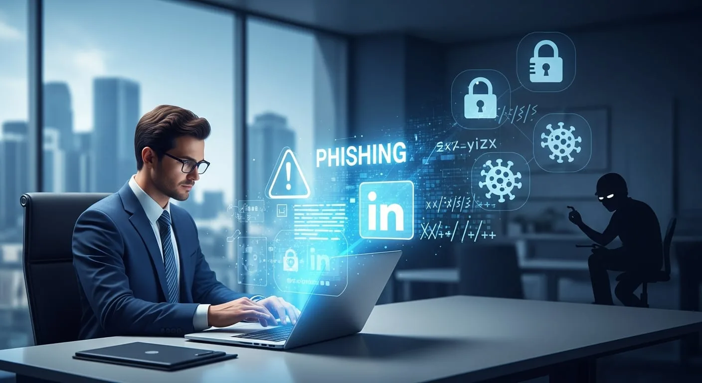 Empleados salvadoreños en una oficina realizando simulacro de phishing en computadoras